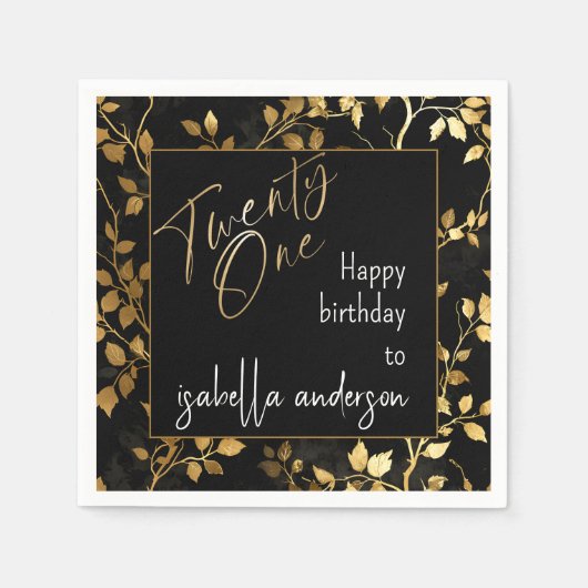 Verbluffende Black & Gold 21e verrassingsverjaarda Servet (Voorkant)