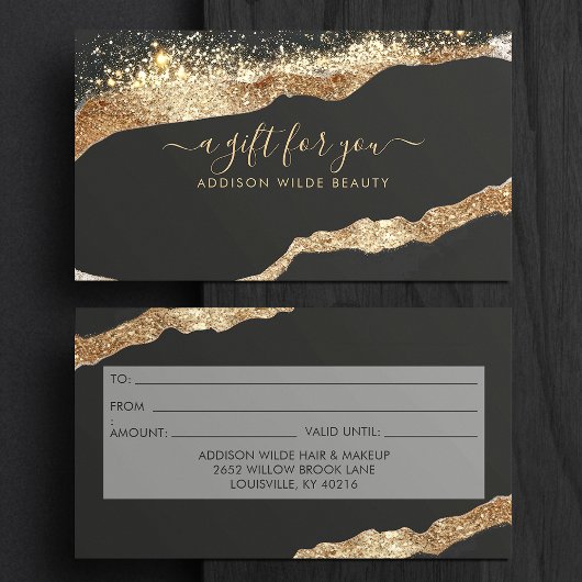 Verbluffende Black Gold Glitter Script Salon Gift  Visitekaartje