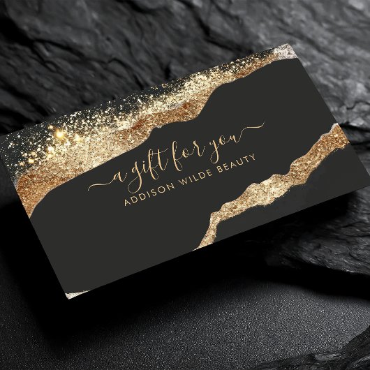 Verbluffende Black Gold Glitter Script Salon Gift  Visitekaartje