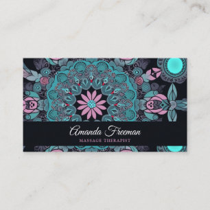 Verbluffende Black & Pink Mandala Massage Therapie Visitekaartje
