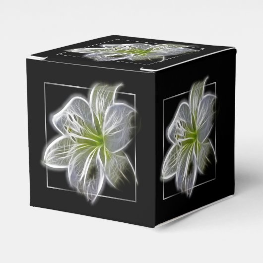 Verbluffende blanke Lily Fractal Art Black Bedankdoosjes (Voorkant Zijde)