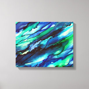 Verbluffende Blauwe Alcohol Inkt Schildering Canvas Afdruk