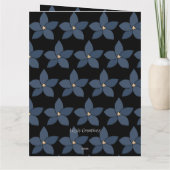 Verbluffende blauwe bloemen op zwarte wijn wenskaa kaart (Achterkant)