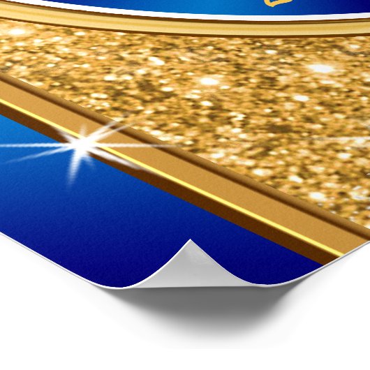 Verbluffende blauwe en gouden Posters, PERSONALISE Poster (Hoek)