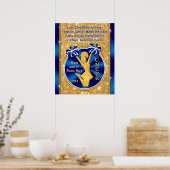 Verbluffende blauwe en gouden Posters, PERSONALISE Poster (Keuken)