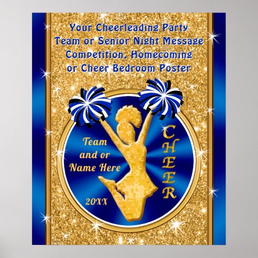 Verbluffende blauwe en gouden Posters, PERSONALISE Poster (Voorkant)
