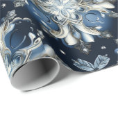 Verbluffende Blauwe Keltische Sneeuwvlokken Cadeaupapier (Rol Hoek)