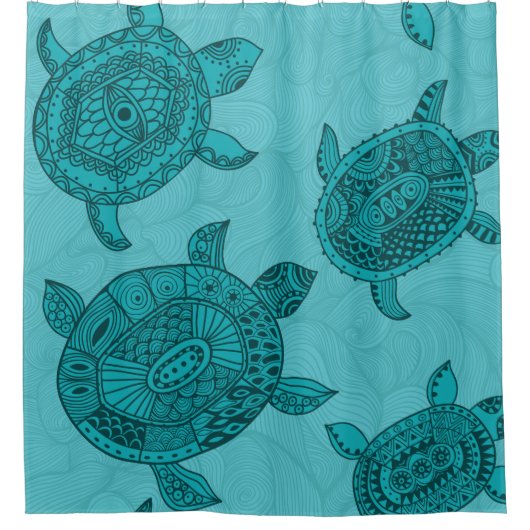 Verbluffende blauwe nautische Zeeen schildpad Douchegordijn (Voorkant)