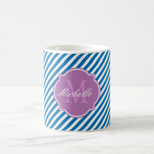 Verbluffende blauwe streep Monogrammok Koffiemok