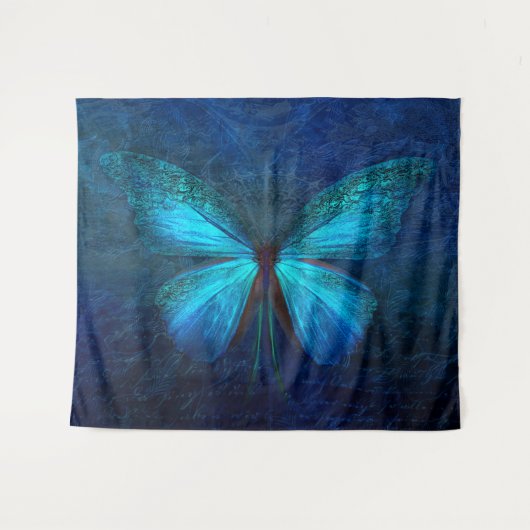 Verbluffende blauwe vlinder wandkleed (Voorkant (horizontaal))