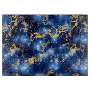 Verbluffende blauwe, witte en gouden marmeren melk snijplank