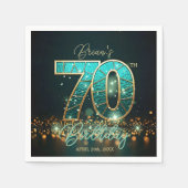 Verbluffende Blauwgroen Mozaïek Gouden Juwelen 70e Servet (Voorkant)