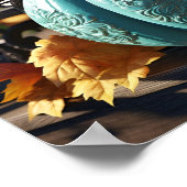 Verbluffende blauwgroen pompoen digitale kunst pri poster (Hoek)