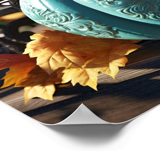 Verbluffende blauwgroen pompoen digitale kunst pri poster (Hoek)