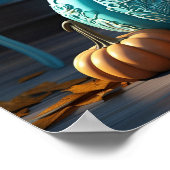 Verbluffende blauwgroen pompoen digitale kunst pri poster (Hoek)