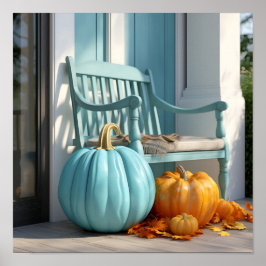 Verbluffende blauwgroen pompoen digitale kunst pri poster