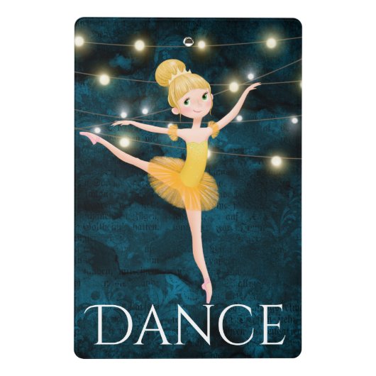 Verbluffende Blond Ballerina Blue Background en Li Mini Klembord (Achterkant)