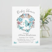 Verbluffende Blue Butterfly Wreath Baby shower Kaart (Staand voorkant)