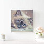 Verbluffende Blue Eyed Ragdoll Vierkante Klok (Huis)