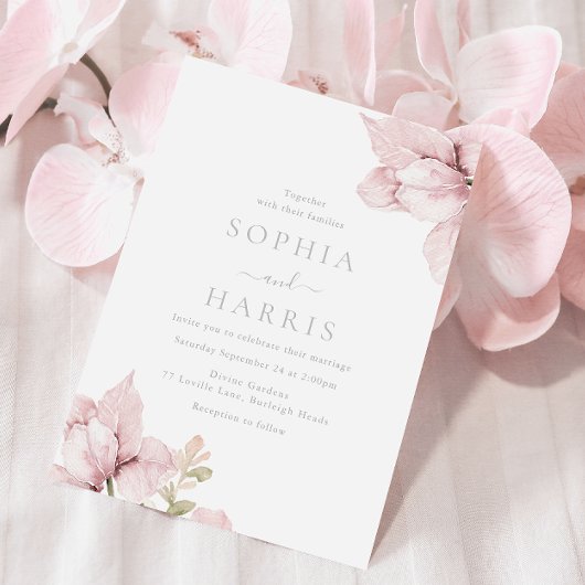 Verbluffende Blush Floral Elegance Bruiloft Kaart