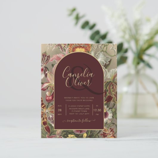 Verbluffende botanische Bourgogne Floral Weddin (Staand voorkant)