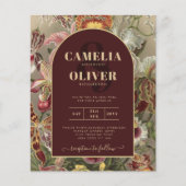 Verbluffende  botanische Bourgogne Floral Weddin (Voorkant)