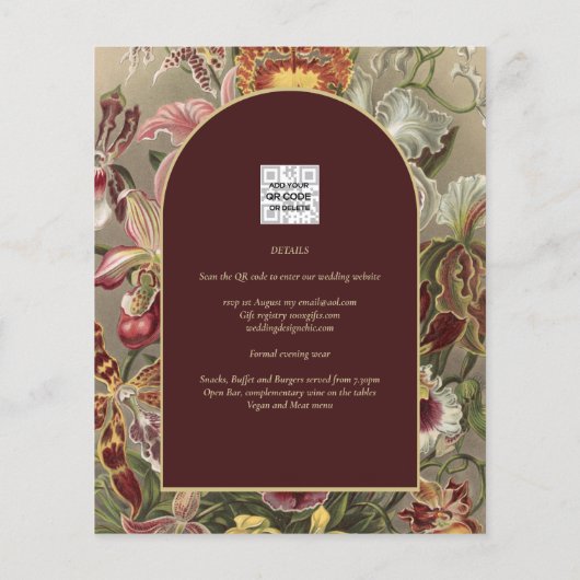 Verbluffende  botanische Bourgogne Floral Weddin (Achterkant)