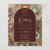 Verbluffende  botanische Bourgogne Floral Weddin (Voorkant)