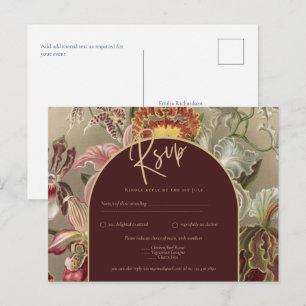 Verbluffende  botanische Bourgogne Floral Weddin Briefkaart