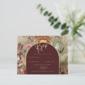 Verbluffende botanische Bourgogne Floral Weddin Briefkaart (Staand voorkant)