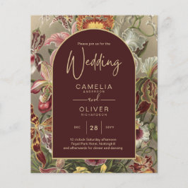 Verbluffende  botanische Bourgogne Floral Weddin Flyer