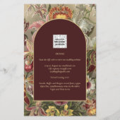 Verbluffende  botanische Bourgogne Floral Weddin Flyer (Achterkant)