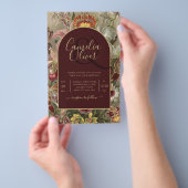 Verbluffende  botanische Bourgogne Floral Weddin Flyer (Hand)