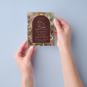 Verbluffende  botanische Bourgogne Floral Weddin Flyer (Hand)