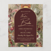 Verbluffende botanische Bourgogne Floral Weddin Flyer (Voorkant)
