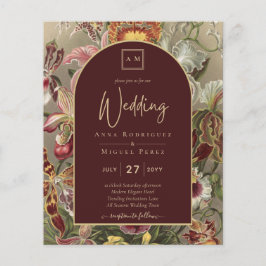 Verbluffende  botanische Bourgogne Floral Weddin Flyer
