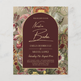 Verbluffende  botanische Bourgogne Floral Weddin Flyer