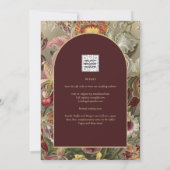 Verbluffende  botanische Bourgogne Floral Weddin Kaart (Achterkant)