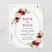 Verbluffende Bourgogne Floral Geometric bewaar de  Briefkaart (Voorkant / Achterkant)