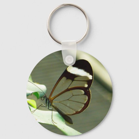 Verbluffende bruine en doorschijnende vlinder sleutelhanger (Voorkant)