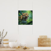 Verbluffende brullende luipaard schilderij wilde d poster (Keuken)
