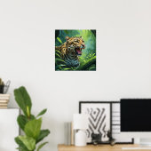 Verbluffende brullende luipaard schilderij wilde d poster (Thuiskantoor)
