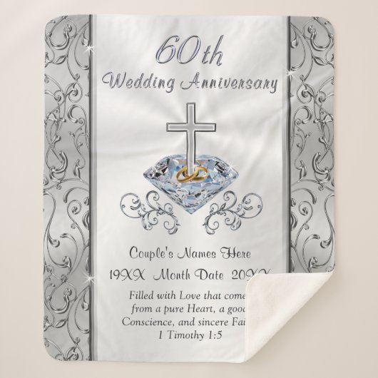 Verbluffende Christelijke, 60ste bruiloft Jubileum Sherpa Deken (Voorkant)