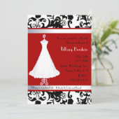 Verbluffende Damask Bridal Shower Invitation Kaart (Staand voorkant)