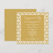 Verbluffende Damask Engagement Party Invite (goud) Kaart (Voorkant / Achterkant)