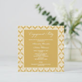 Verbluffende Damask Engagement Party Invite (goud) Kaart (Staand voorkant)