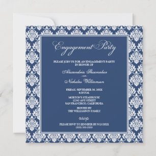 Verbluffende Damask Engagement Party Invite (marin Kaart