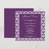 Verbluffende Damask repesal Dinner Invite (paars) Kaart (Voorkant / Achterkant)