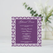 Verbluffende Damask repesal Dinner Invite (paars) Kaart (Staand voorkant)