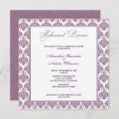 Verbluffende Damask repesal Dinner Invite (paars) Kaart (Voorkant / Achterkant)
